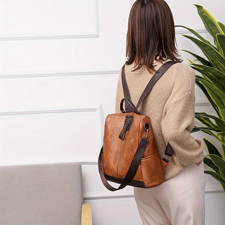 Womens Backpack Vegan PU Leather Secure Design