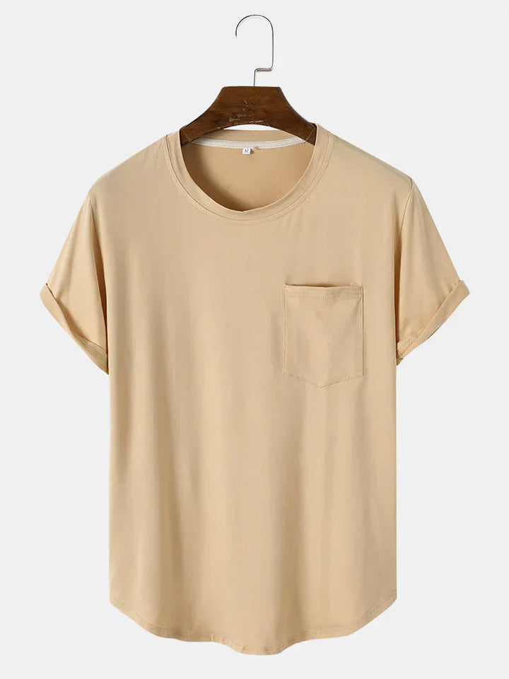 Mens T-Shirt Cotton Pocket Casual Fit