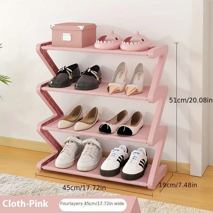 Stackable 4-Tier Shoe Rack Z-Shaped Storage Organizer