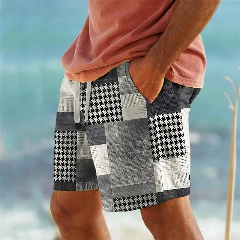 Womens Quilted Shorts with Chicken Foot Print Pattern - BritishMode