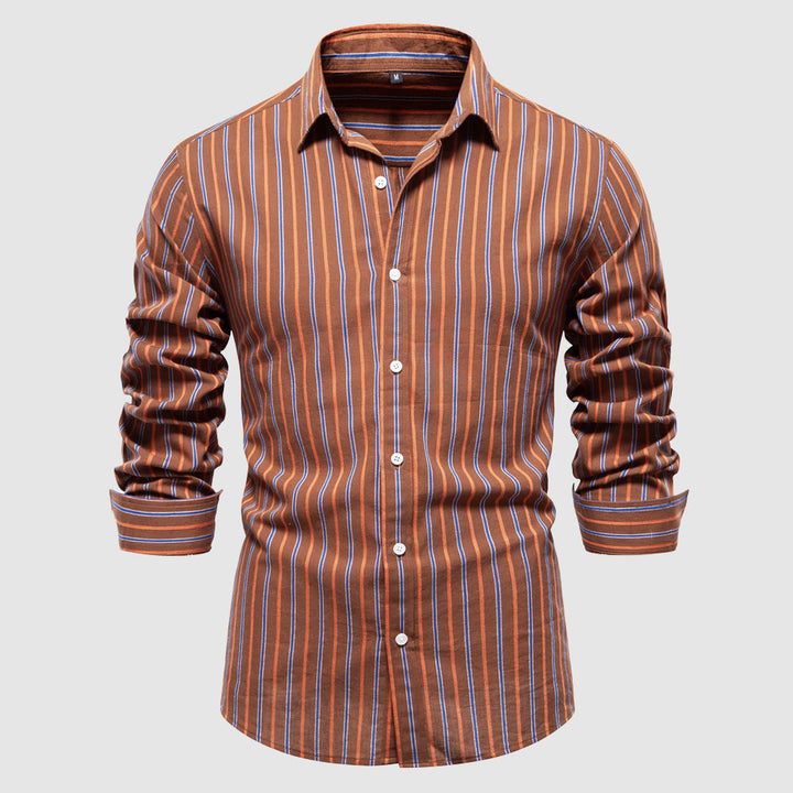Mens Casual Shirt Striped Classic Fit