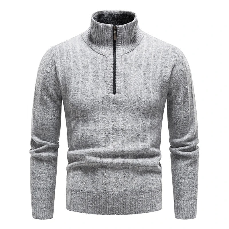 Unisex Cable Knit Zip Sweater Classic Fit