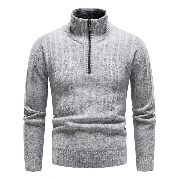 Unisex Cable Knit Zip Sweater Classic Fit