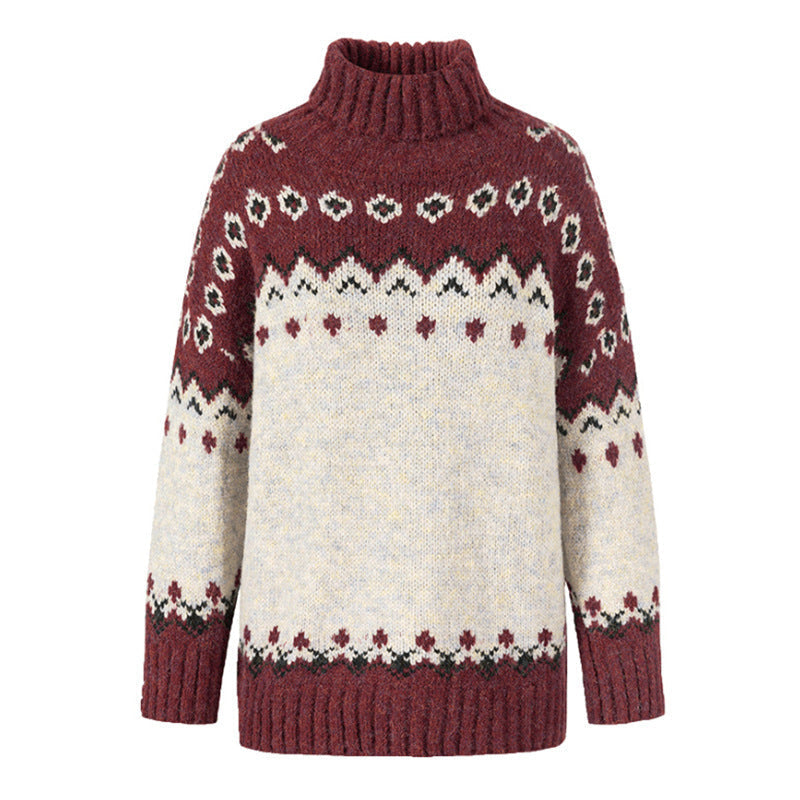 Womens Knit Sweater Cozy Nordic Style