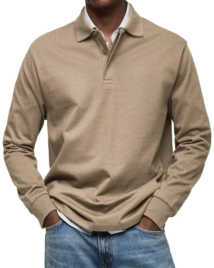 Mens Polo Shirt Cotton Long Sleeve Classic Fit