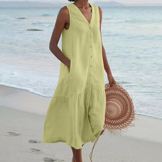 Womens Sundress Button Down Casual Classic Fit