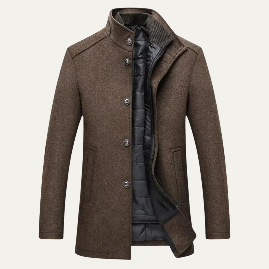 Mens Trench Coat Wool Blend Classic Fit