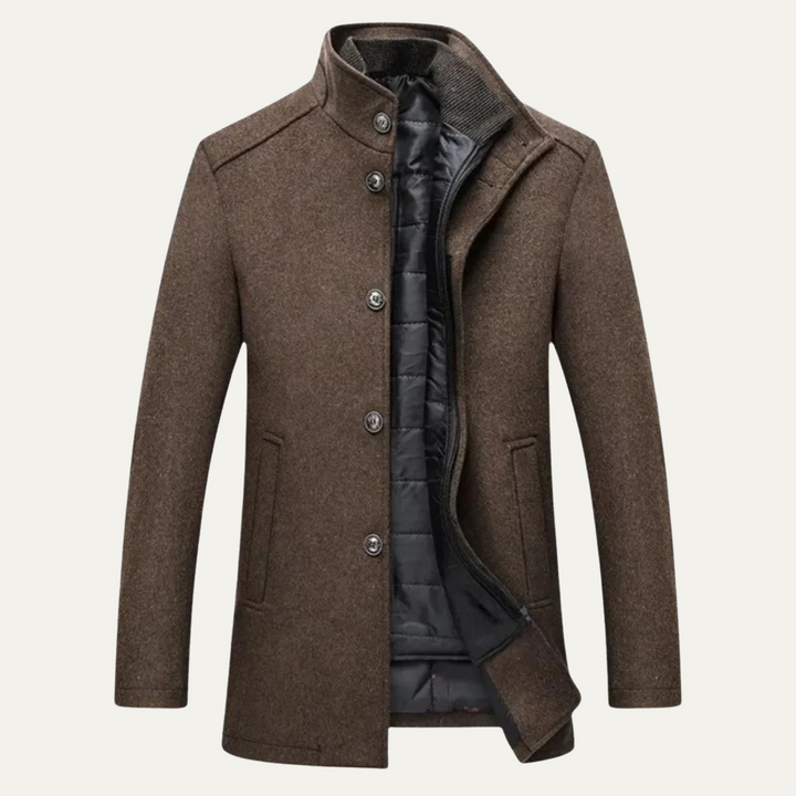 Mens Trench Coat Wool Blend Classic Fit