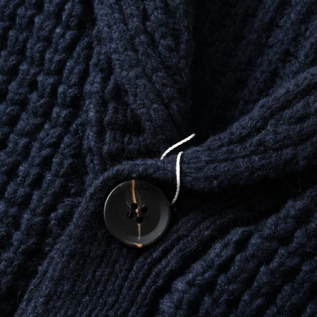 Mens Cardigan Chunky Waffle Knit Shawl Collar