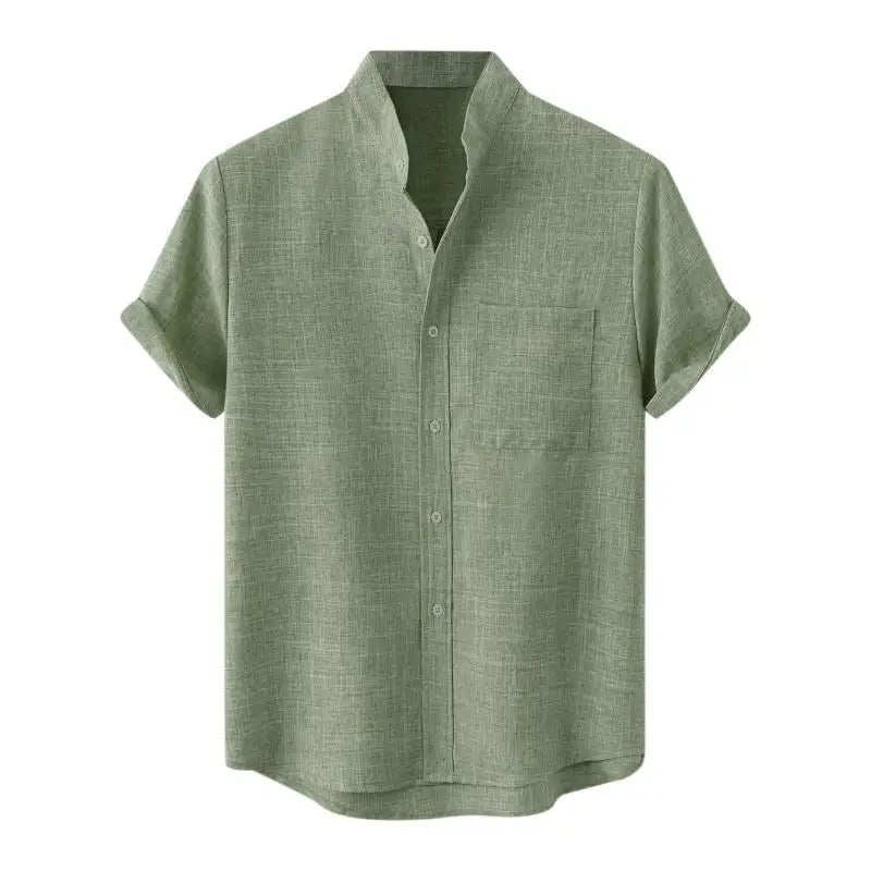 Mens Lightweight Summer Shirt with Stand Collar - BritishMode