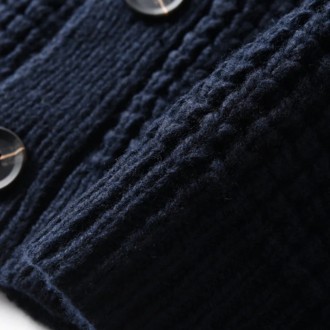 Mens Cardigan Chunky Waffle Knit Shawl Collar