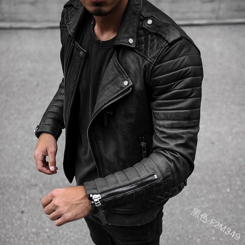 Mens Leather Biker Jacket Slim Fit - BritishMode
