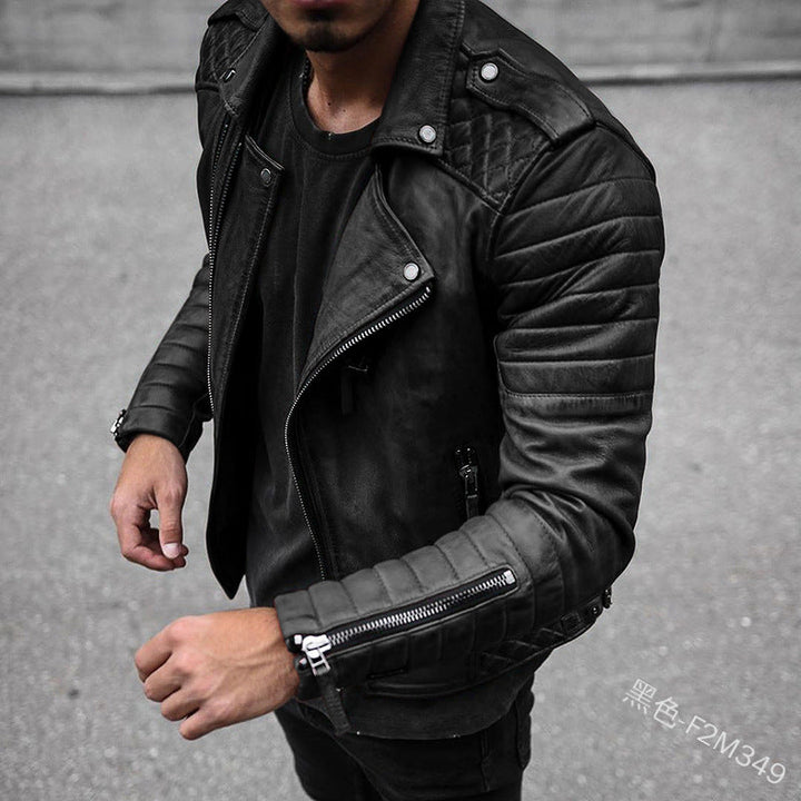 Mens Leather Biker Jacket Slim Fit - BritishMode