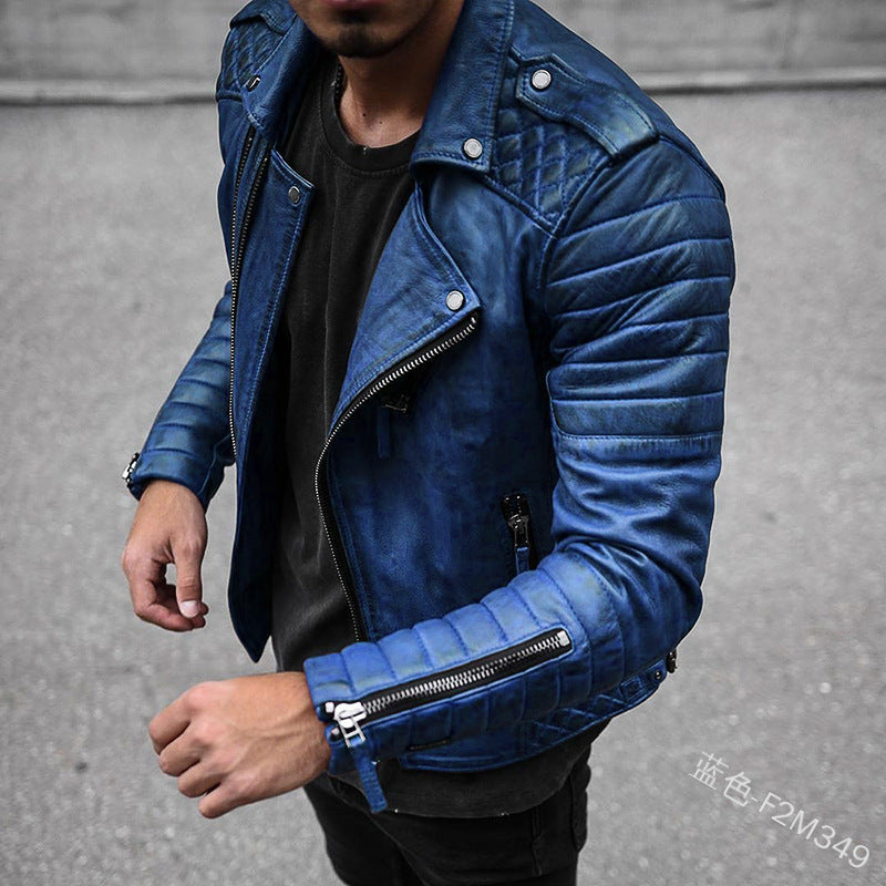 Mens Leather Biker Jacket Slim Fit