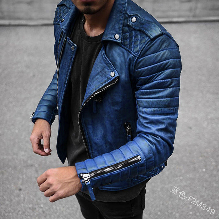 Mens Leather Biker Jacket Slim Fit