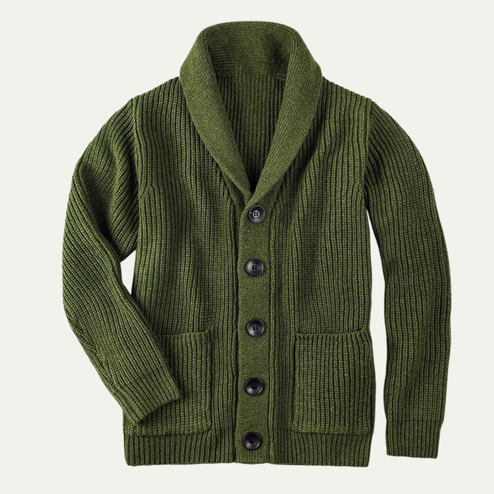 Mens Wool Knit Cardigan Thick Shawl Collar