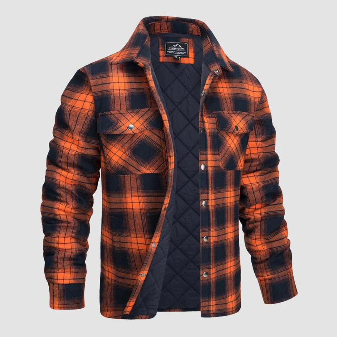 Mens Lumberjack Jacket with Warm Lining Checkered Pattern