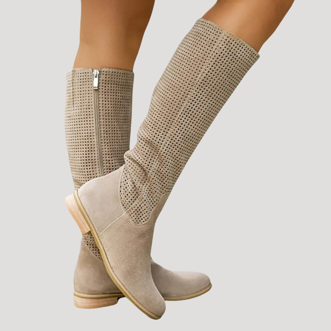 Womens Suede Boots Low Heel - BritishMode