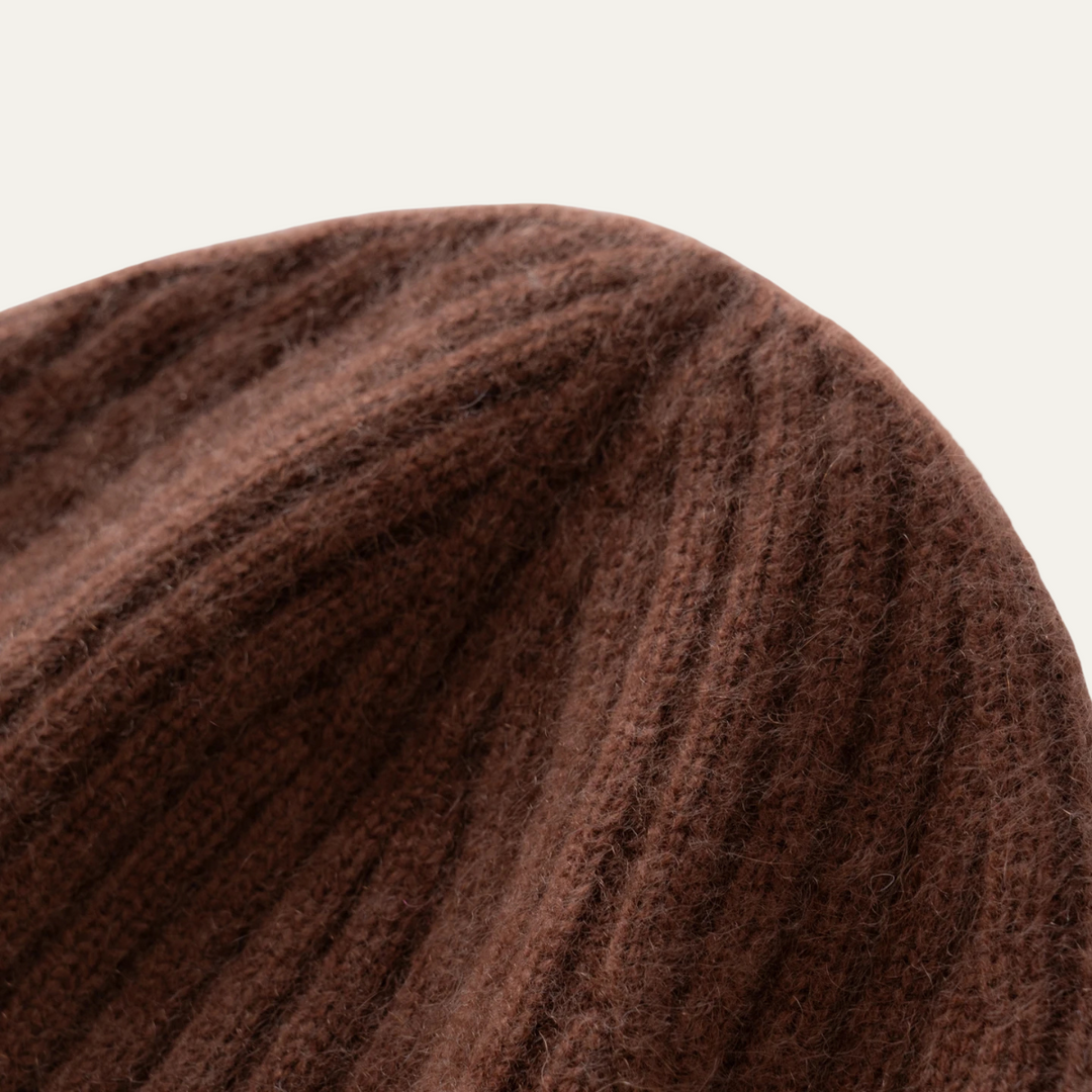 Mens Ribbed Knit Cashmere Beanie