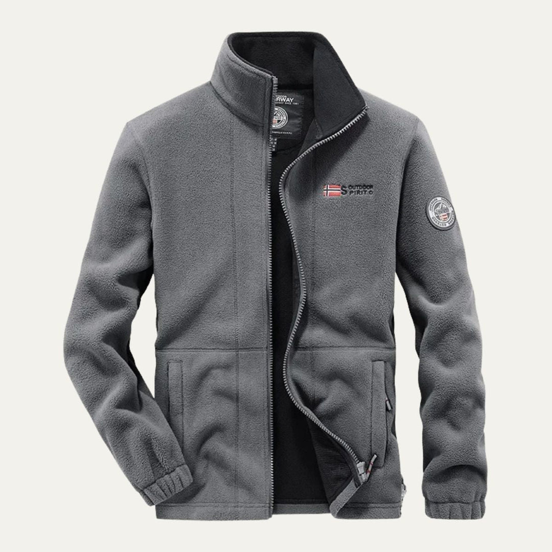 Mens Fleece Jacket Textured High Collar Zip Front
