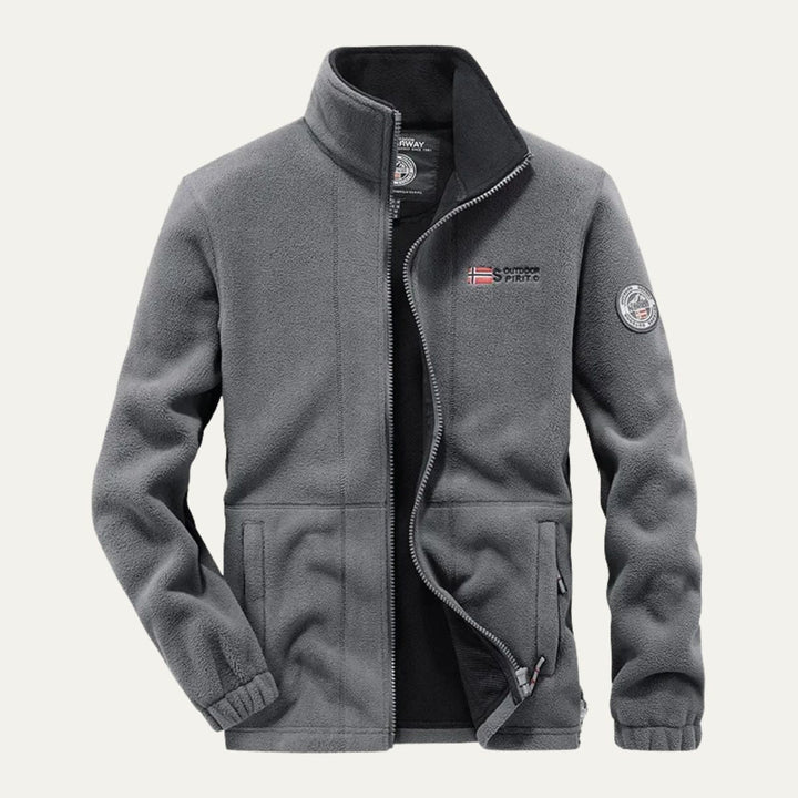 Mens Fleece Jacket Textured High Collar Zip Front