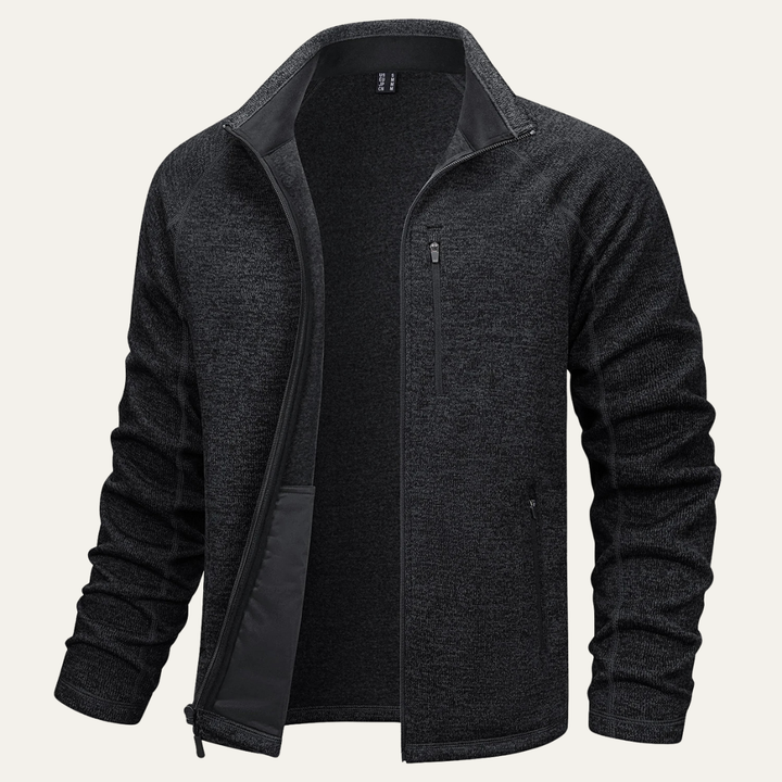 Mens Lightweight Knitted Fleece Jacket Full Zip