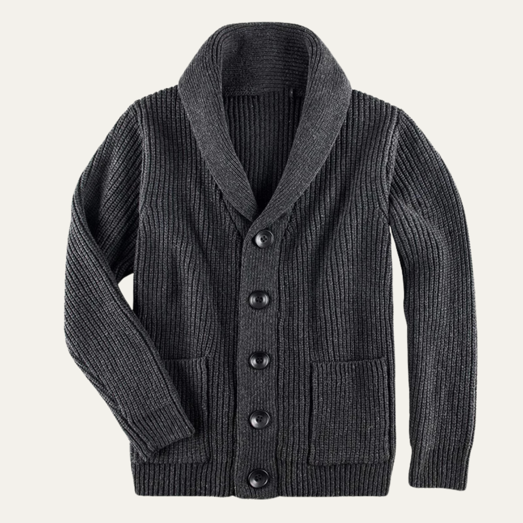 Mens Wool Knit Cardigan Thick Shawl Collar