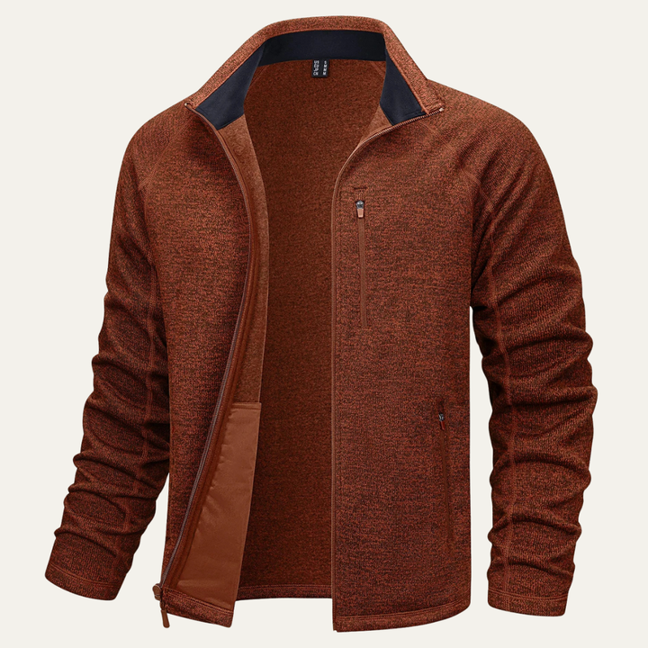 Mens Lightweight Knitted Fleece Jacket Full Zip