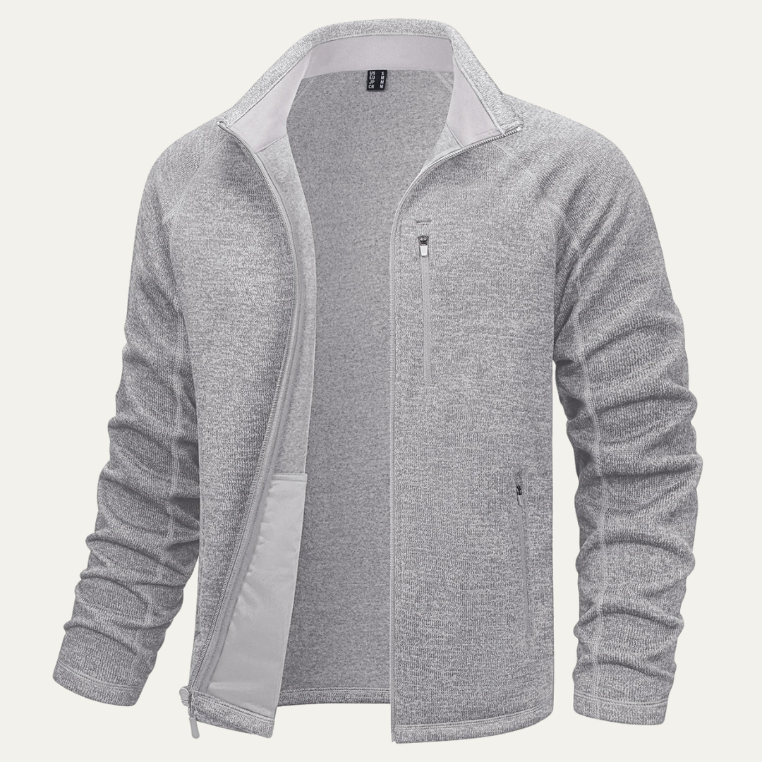 Mens Lightweight Knitted Fleece Jacket Full Zip