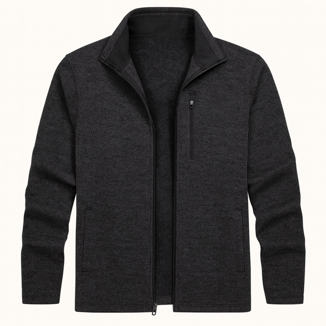 Mens Lightweight Knitted Fleece Jacket Full Zip - BritishMode
