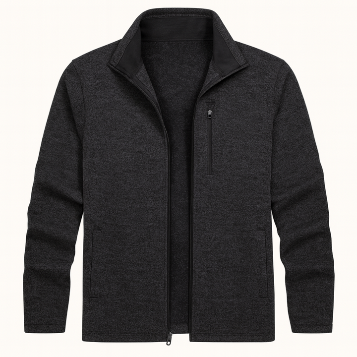 Mens Lightweight Knitted Fleece Jacket Full Zip - BritishMode