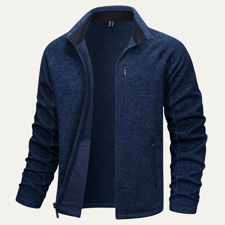 Mens Lightweight Knitted Fleece Jacket Full Zip Outdoor