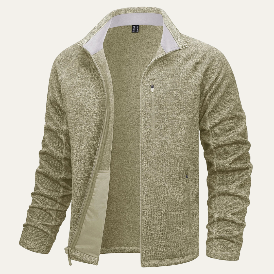 Mens Lightweight Knitted Fleece Jacket Full Zip Outdoor