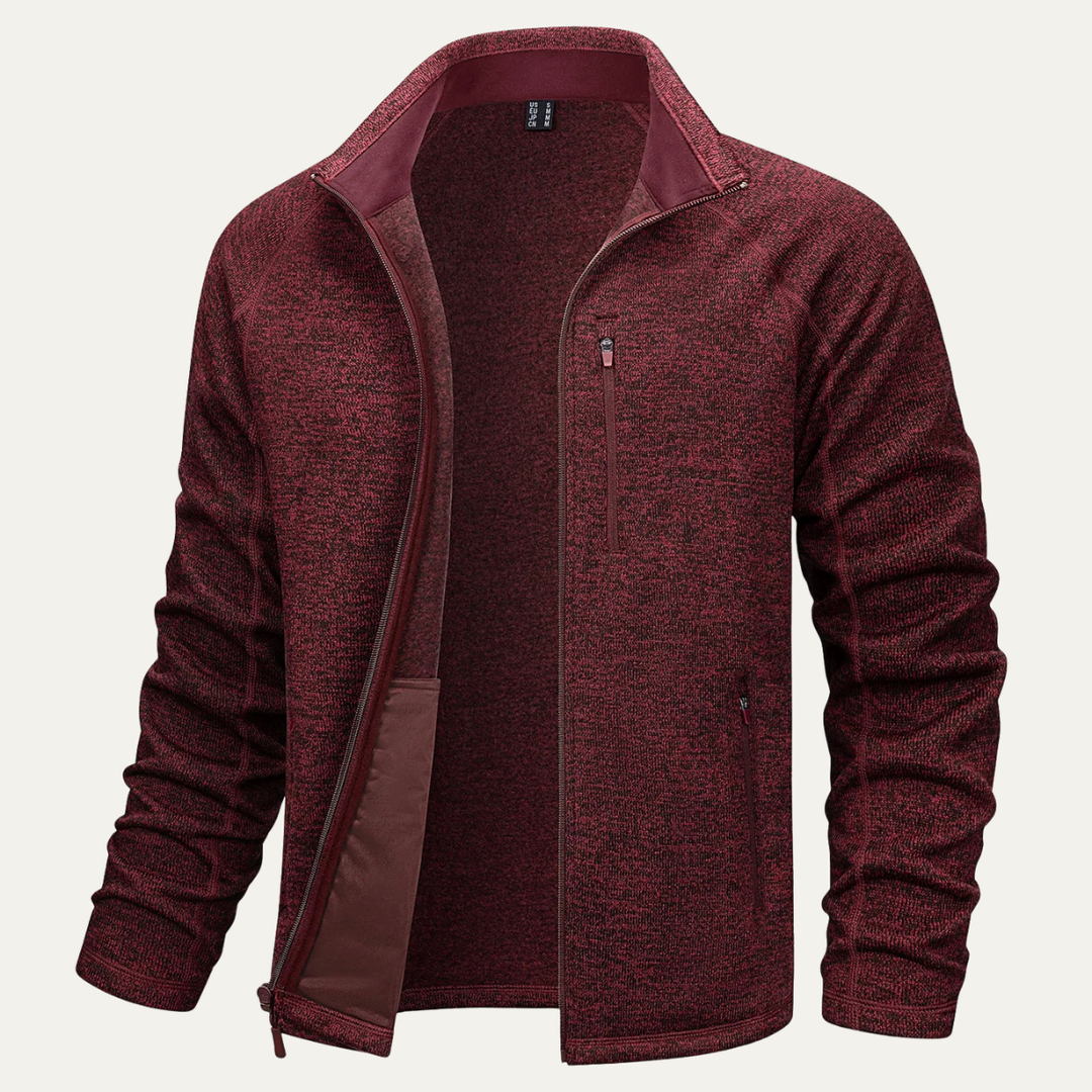 Mens Lightweight Knitted Fleece Jacket Full Zip Outdoor