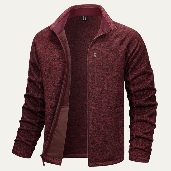 Mens Lightweight Knitted Fleece Jacket Full Zip Outdoor