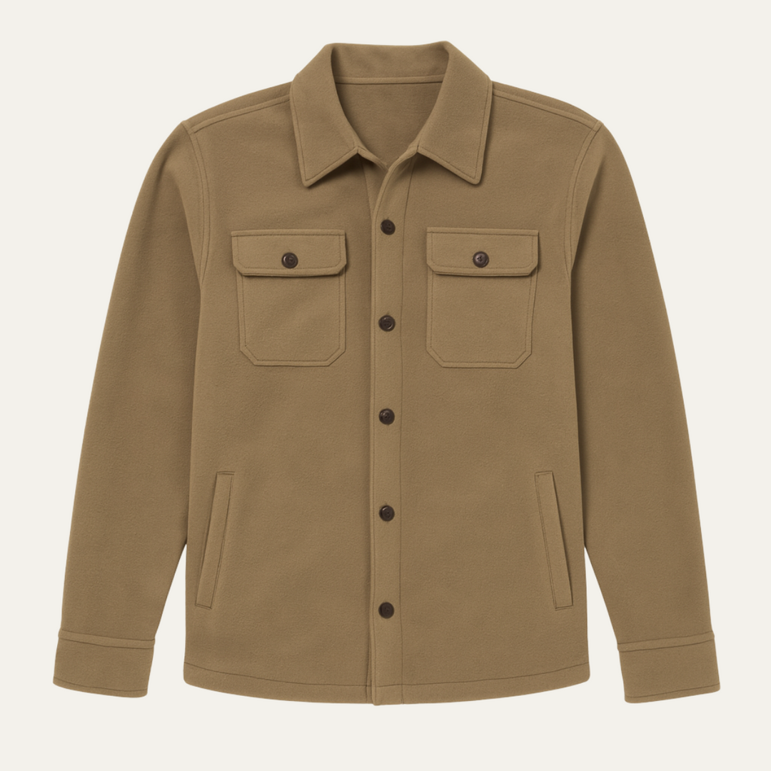 Mens Wool Casual Button-Up Jacket with Pockets - BritishMode