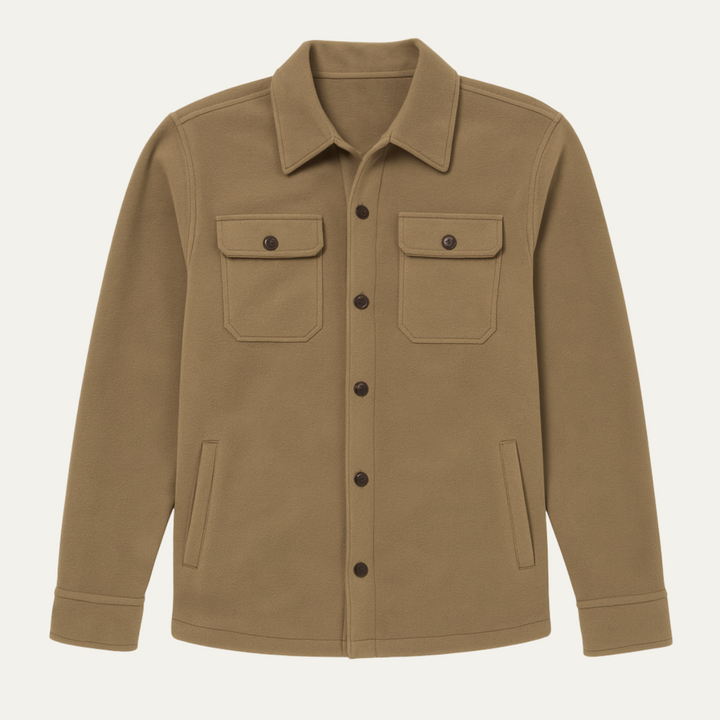 Mens Wool Casual Button-Up Jacket with Pockets - BritishMode