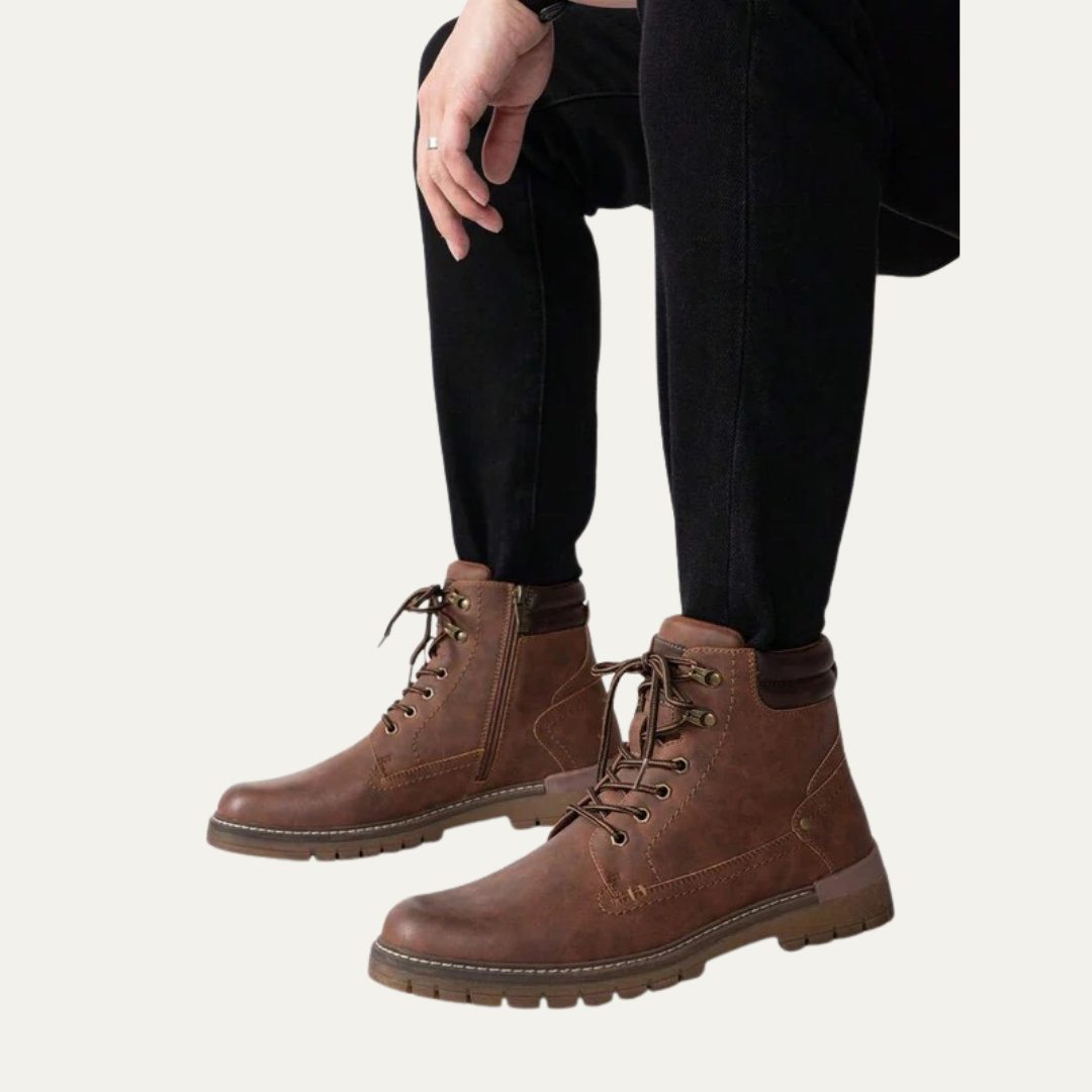 Mens Combat Boots Lace-Up Military Style Lug Sole
