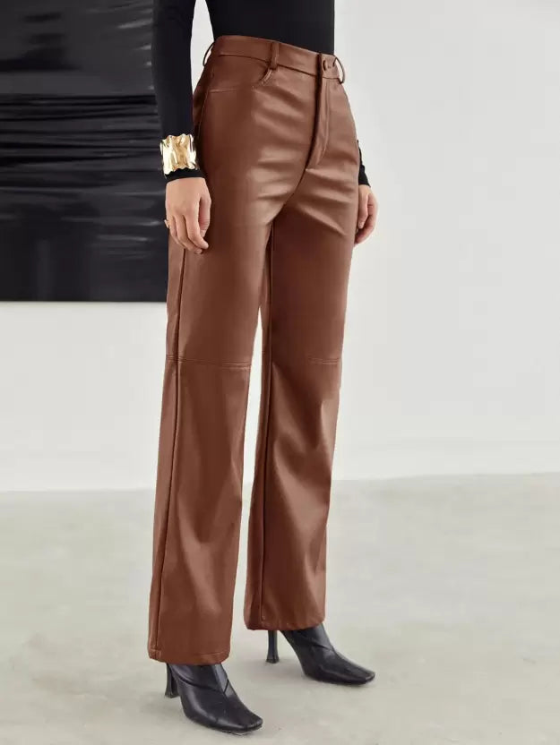 Womens Leather Trousers Comfortable Fit Spring Style - BritishMode