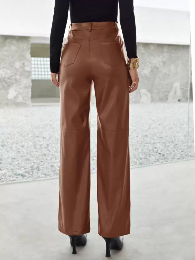 Womens Leather Trousers Comfortable Fit Spring Style