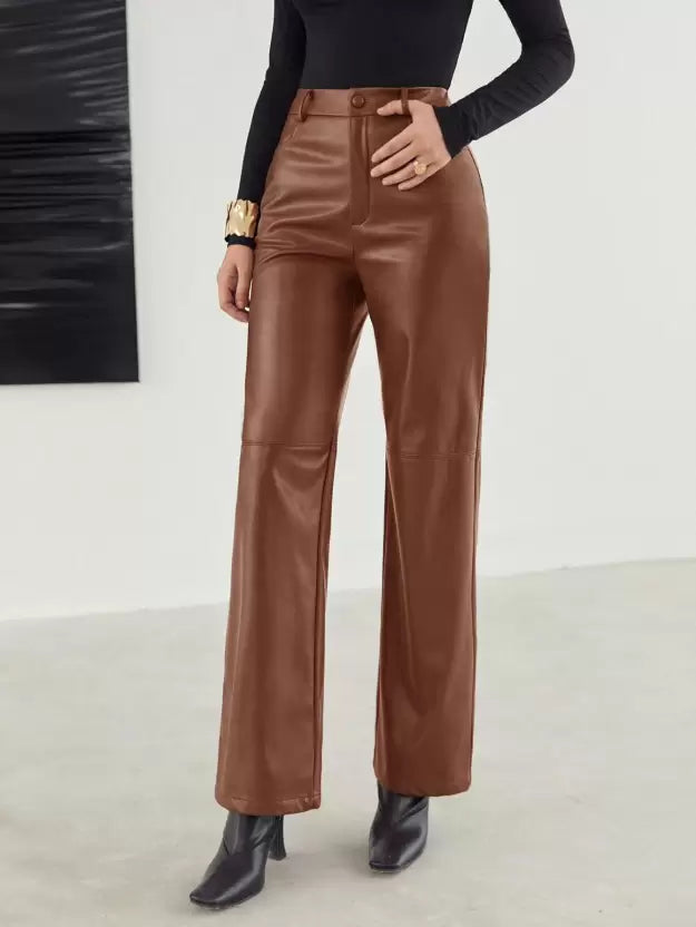 Womens Leather Trousers Comfortable Fit Spring Style
