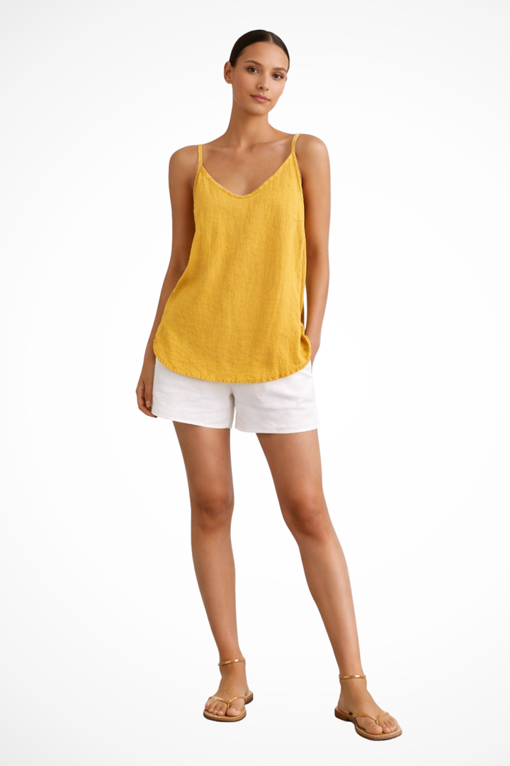 Womens Linen Spaghetti Strap Top Sleeveless Summer Fit