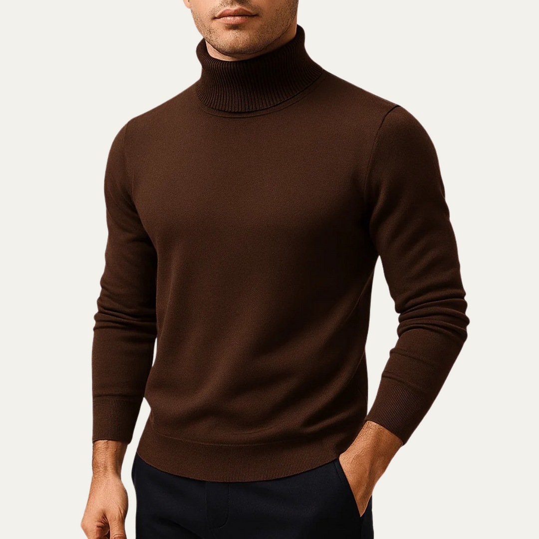 Mens Turtleneck Sweater Fine Gauge Knit