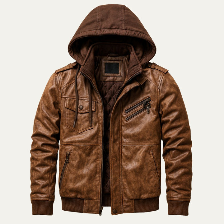 Mens Moto Bomber Jacket Faux Leather Hybrid - BritishMode