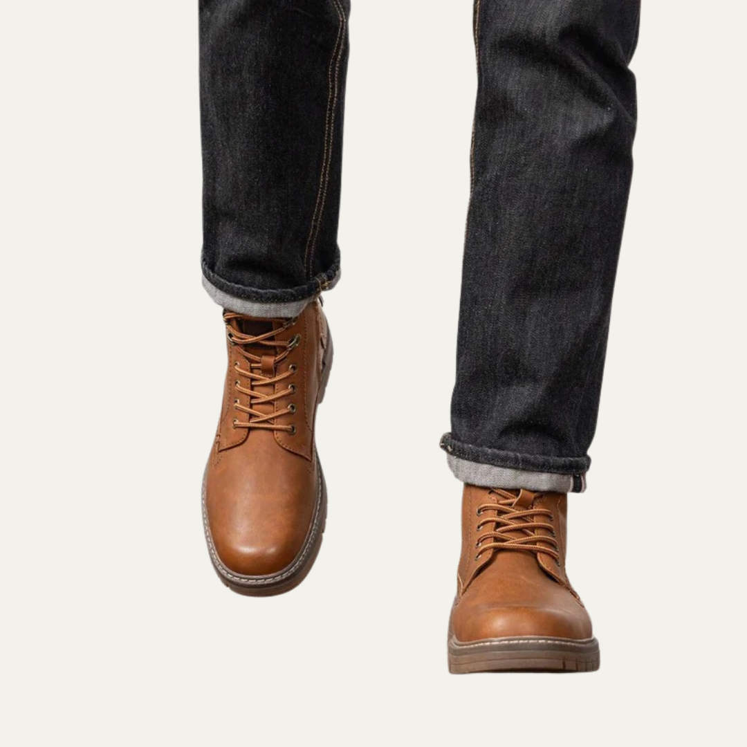Mens Combat Boots Lace-Up Military Style Lug Sole