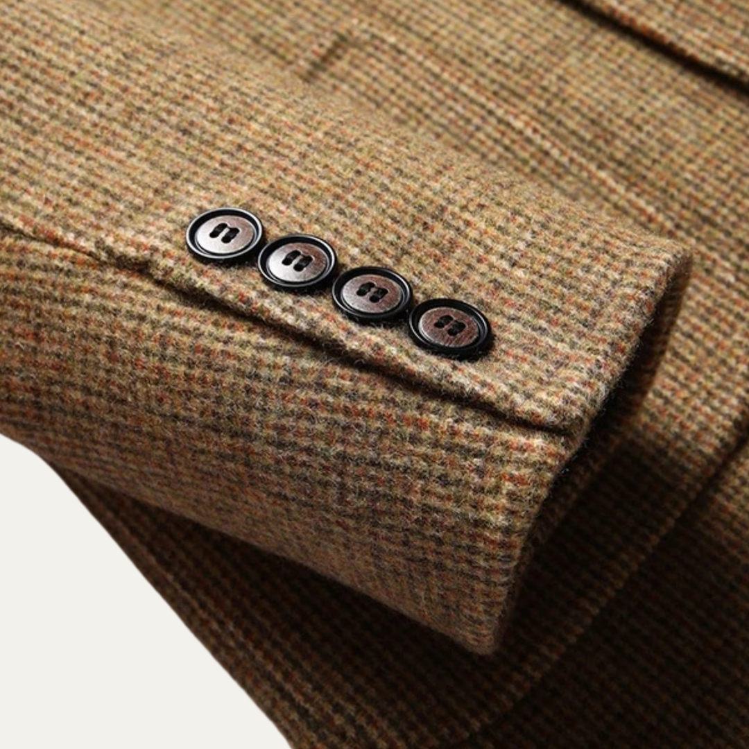 Mens Wool Tweed Blazer Checked Classic Fit