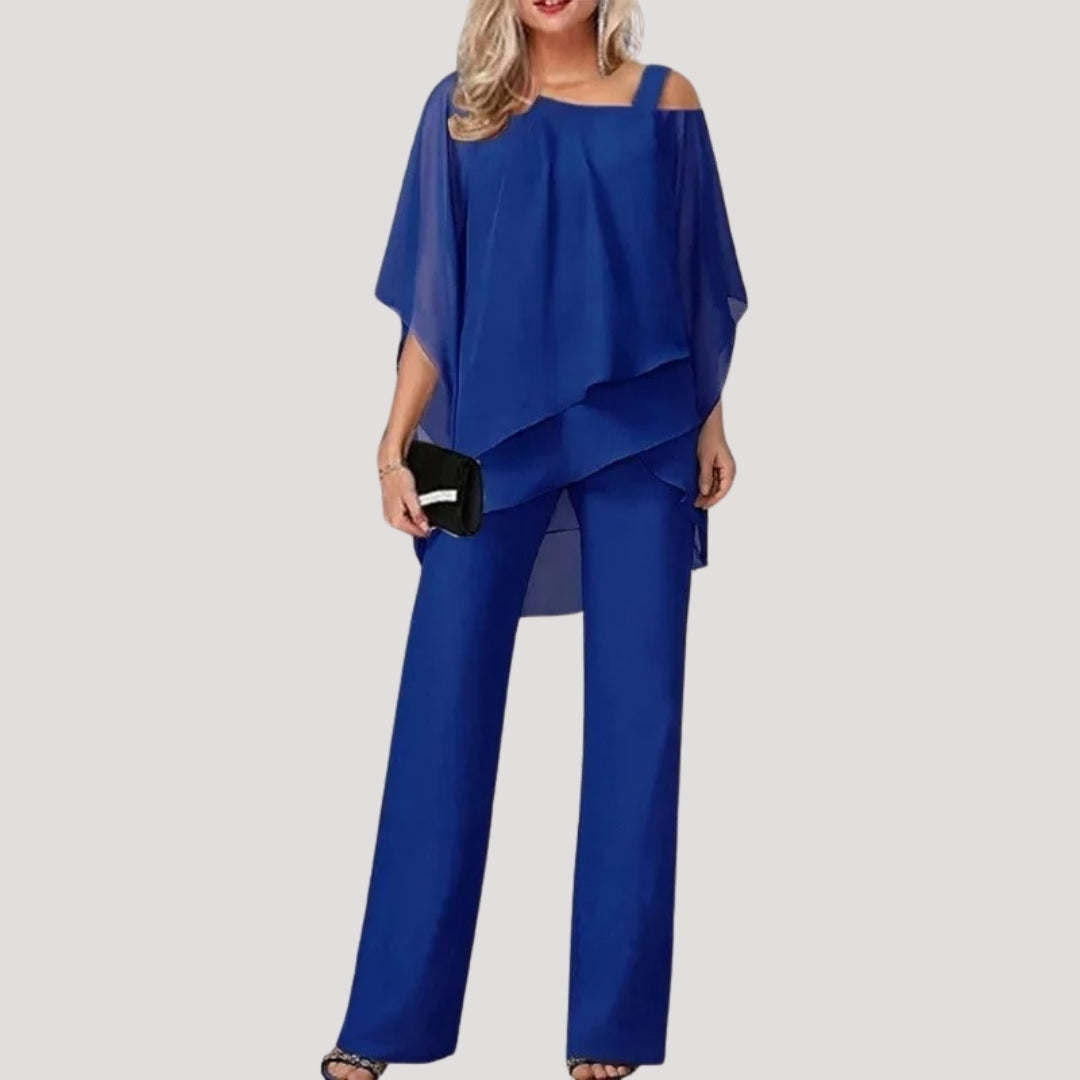 Womens Two-Piece Chiffon Suit Elegant Fit - BritishMode