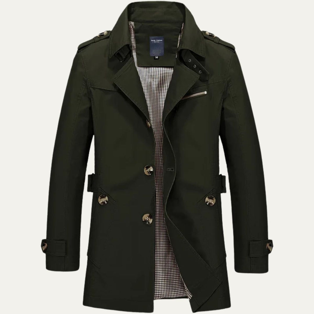 Mens Trench Coat Single Breasted Mid Length - BritishMode