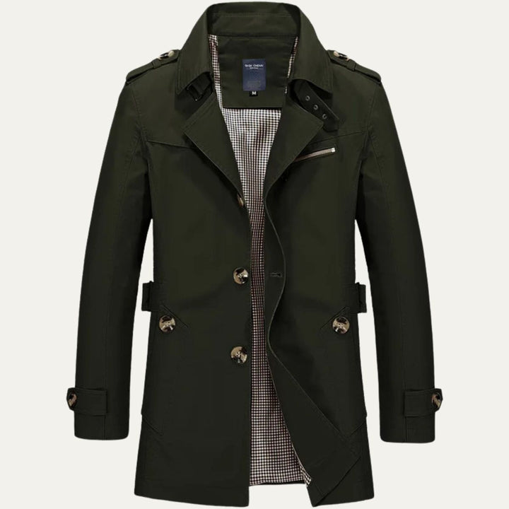 Mens Trench Coat Single Breasted Mid Length - BritishMode