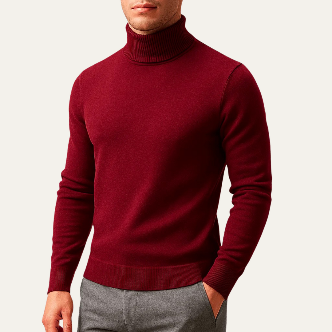 Mens Knit Sweater Classic Turtleneck Fit